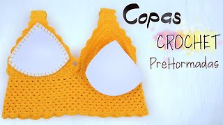 CROCHET Como Poner Copas PREHORMADAS a un TOP [upl. by Zigmund]