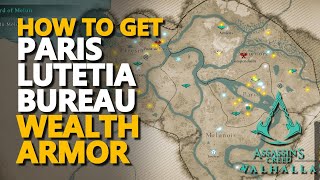 Lutetia Bureau Wealth Armor Gear Key Joyeuse Location Assassins Creed Valhalla [upl. by Talbot224]