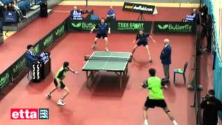 Paul Drinkhall amp Liam Pitchford v Danny Reed amp Chris Doran Doubles Point [upl. by Kyne]