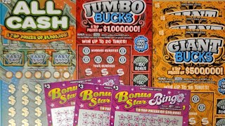 PA DID US DIRTY 54 MIXER OF PA LOTTERY TICKETS BONUS BINGO ALL CASH JUMBO BUCKS GIANT BUCK scratch [upl. by Hughmanick491]