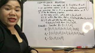 Equivalence Relation  Prof Glenda R Tandingan [upl. by Lammond]