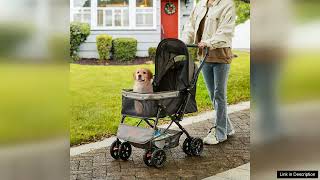 VEVOR Pet Stroller 4 Wheels Dog Stroller Rotate with Brakes 44lbs Weight Review [upl. by Steffin]