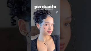 Penteado pomposo 🎀penteados cabelocacheado tutorial byesterlima [upl. by Daniel]