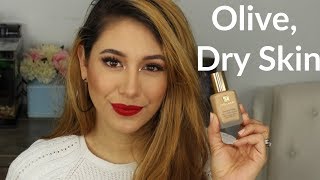 Estee Lauder Double Wear Foundation 1st impression Olive Dry Skin [upl. by Llenral]