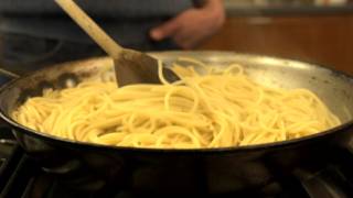 How to Quickly Cook Pasta in a Frying Pan  CHOW Tip [upl. by Esorlatsyrc450]