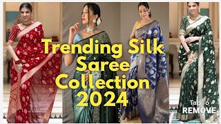 Trending Silk Saree Collection 2024  Silk Saree Collection New Silk Saree Design [upl. by Anem]