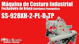 Máquina de Costura Industrial Fechadeira de braço Eletrônica Pneumática SS 928XH 2PLD TP W [upl. by Vange]