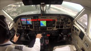 B100 landing in turbulent weather at KBHB  cockpit view [upl. by Alleiram]