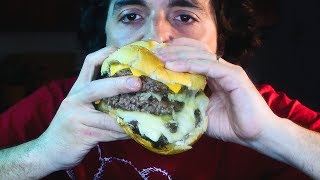 HUGE 4 CHEESE TRIPLE BURGER  ASMR  Real Sounds  자막 字幕 उपशीर्षक  Nomnomsammieboy [upl. by Naesed976]