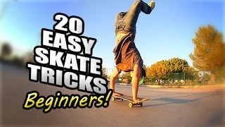 20 EASY SKATEBOARD TRICKS FOR BEGINNERS [upl. by Colby]