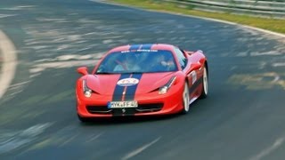 Ferrari 458 Italia  In Action on the Nurburgring LOUD Sounds [upl. by Rramel]