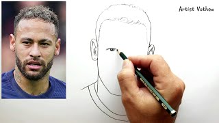 How To Draw Neymar Pencil Sketch Neymar player football from Brazilian [upl. by Cristine78]