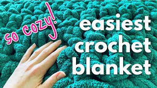 How To Crochet A Throw Blanket With Chunky Yarn EASY BEGINNER TUTORIAL [upl. by Reena]