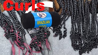 How to curl the ends of box braids using Brazilian wool and hot water  No tools [upl. by Navonod]