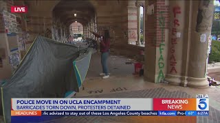 ProPalestinian demonstrators leave UCLA buildings vandalized covered in trash [upl. by Coffey]