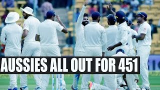 Australia all out for 451 runs in 1st innings Jadega takes 5 wickets Smith not out  Oneindia News [upl. by Amhsirak]