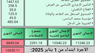 معرفة قيمة التخفيض الضريبي بالضبط و كذا الأجرة المقبلة ابتداء من 1 يناير 2025 ،حساب الاجرة الصافية [upl. by Pappas153]