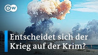 Explosionen in einem russichen Militärlager auf der Krim Kiew kämpft zurück [upl. by Idhem]