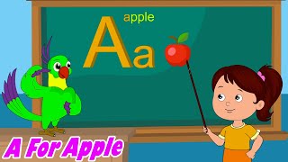 Phonics Song with TWO Words  A For Apple  ABC Alphabet Songs with Parrot For Children [upl. by Darraj]