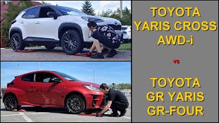 SLIP TEST  Toyota Yaris Cross vs GR Yaris  AWDi vs GR Four  4x4testsonrollers [upl. by Nnyledam]