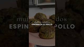 🥬🍗 MUFFINS SALADOS de ESPINACA y POLLO 🌈 recetas recetasfaciles [upl. by Notxap502]