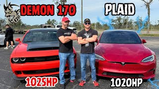 Demon 170 vs Plaid Quarter Mile Shootout RacerX vs Dragtimes [upl. by Leugim185]