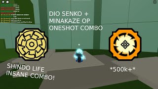 DIO SENKO  MINAKAZE OP ONESHOT COMBO  Shindo Life Roblox [upl. by Magdaia157]