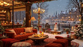 Cozy Café Holiday Jazz Ambience🎅Snowy Christmas Town Streets amp Relaxing Piano Jazz Music Night Vibes [upl. by Dowski451]