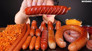 ASMR MUKBANG  FIRE NOODLES amp SAUSAGE KIELBASA VIENNA EATING 먹방 [upl. by Ayikin739]