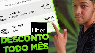 UBER COM DESCONTO TODO MÊS 🤑💰  CODIGO PROMOCIONAL PARA QUALQUER USUARIO [upl. by Inasah]