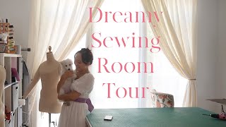 I Turned My Living Room Into A Chic but Classic Sewing Room Sewing and Embroidery Room Tour [upl. by Loeb]