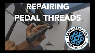 How to repair stripped pedal threads on the crank arm with Unior bushing and a pedal tap [upl. by Gaylord948]