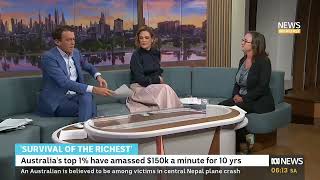 Oxfam Inequality Report 2023  Anthea Spinks Interview  ABC News Breakfast [upl. by Eiramave]