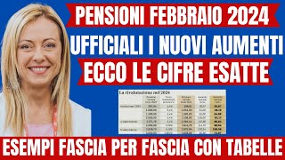 PENSIONI IMPORTI ESATTI FASCIA PER FASCIA 👉🏼 TABELLE con ESEMPI AUMENTI RIVALUTAZIONE 2024 ‼️ [upl. by Noved828]