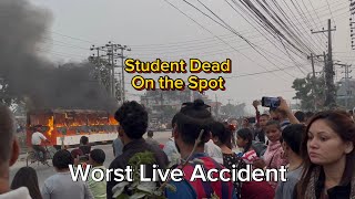 Worst accident ever in Nepal  Khanar Live Accident  School Student on the Spot Death [upl. by Ritz626]