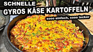 Schnelle Gyros Käse Kartoffeln vom Grill  The BBQ BEAR [upl. by Erodaeht]