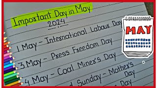 important days in may social events may important dates in may [upl. by Jonme]