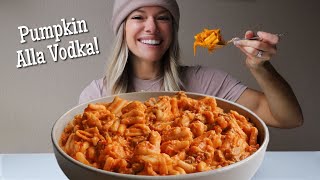 Spicy Pumpkin Pasta Alla Vodka MUKBANG  Recipe [upl. by Llertniuq946]