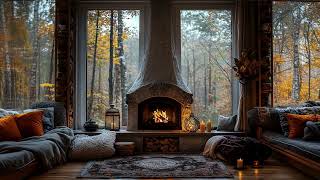 🍁 Beautiful Autumn Ambience in front of the fireplace in a cozy Cabin [upl. by Onil352]