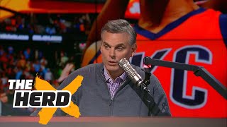 Westbrook breaks singleseason NBA tripledouble record  Colin reacts  THE HERD [upl. by Menis]