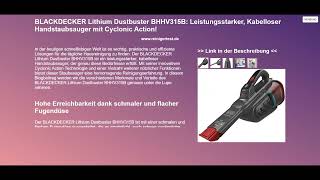 BLACKDECKER Lithium Dustbuster BHHV315B Leistungsstarker Kabelloser Handstaubsauger mit Cyclonic [upl. by Ubald285]