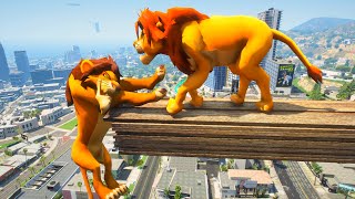 Simba vs Scar Ragdolls GTA 5 lion king funny mod GTA 5 Euphoria Physics Funny Moments amp Fails 🦁 4K [upl. by Gowrie524]