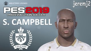 S CAMPBELL Face  stats officielle  PES 2019 ou 2018 Angleterre Legends [upl. by Caldeira577]