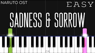 Naruto  Sadness and Sorrow  EASY Piano Tutorial [upl. by Letnuhs]