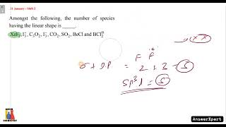 Amongst the following the number of species having the linear shape is XeF2 I3 C3O2 I3− CO2 [upl. by Ivzt176]