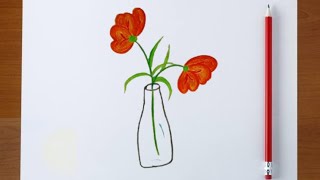 Flowers vase drawing with colour pencil [upl. by Also]