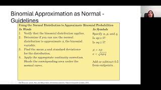 W11L3 Normal Approximation of Binomial [upl. by Rehpotsihc]