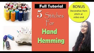 5 Stitches to Finish Garment Hem  How to Hand Hem  In Hindi  English subtitles [upl. by Assena779]