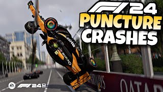 F1 24 PUNCTURE CRASHES [upl. by Lukash428]