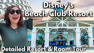 Disneys Beach Club Resort Resort amp Room Tour Benefits Villas Stormalong Bay Pool  Epcot Area [upl. by Arykat]